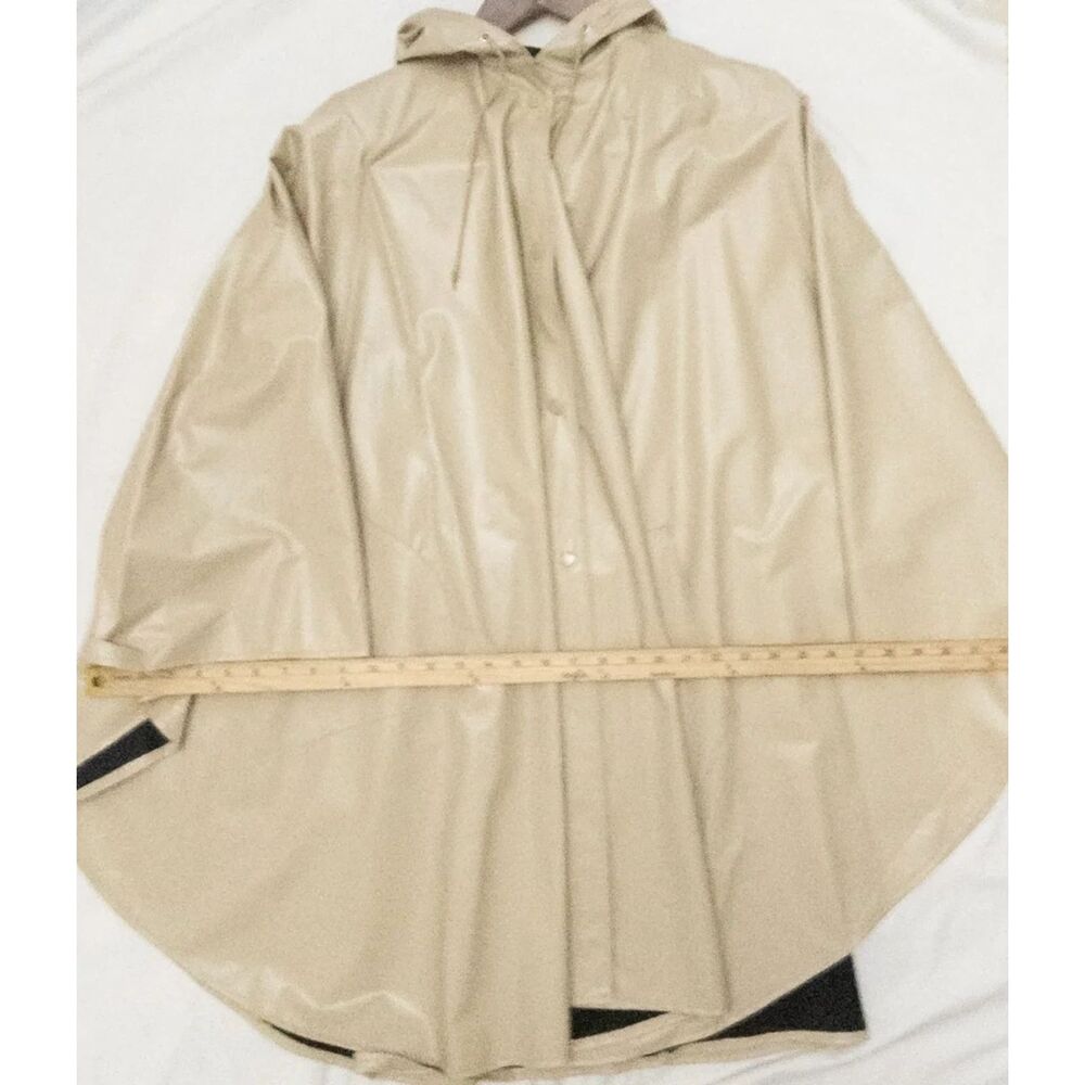 Pappagallo Khaki beige 100% vinyl Rain poncho vinyl. | Sz one size - Picture 7 of 9